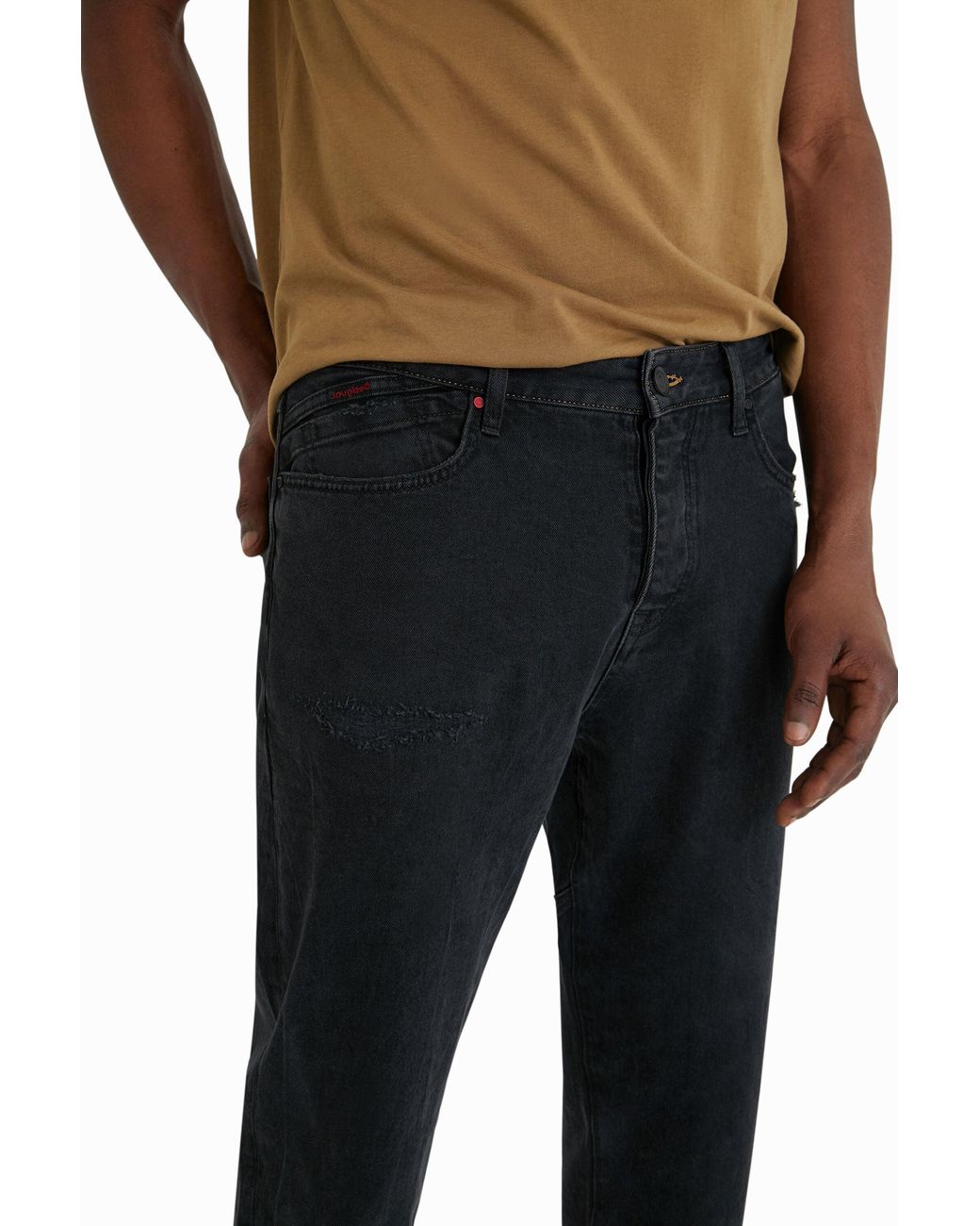 Desigual Blue Straight Jeans Dark, Cotton for men