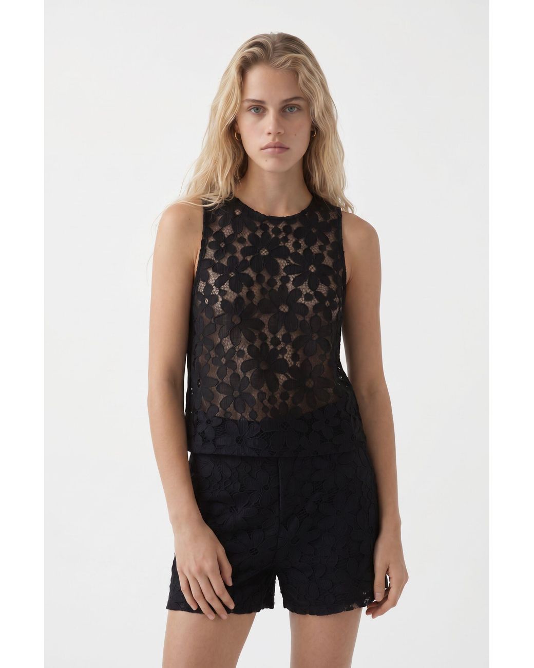 Desigual Black Lace Blouse, Polyester