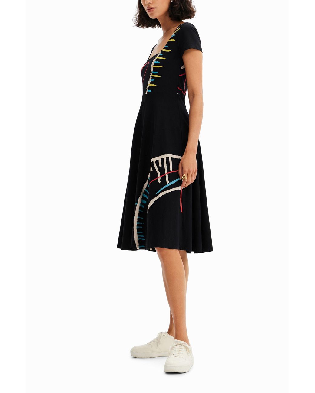 Desigual Black Arty A-Line Knit Dress, Cotton
