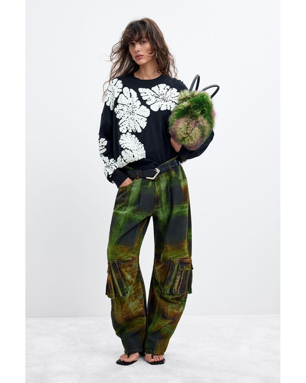 Desigual Blue M. C. Lacroix Jacquard Floral Sweater