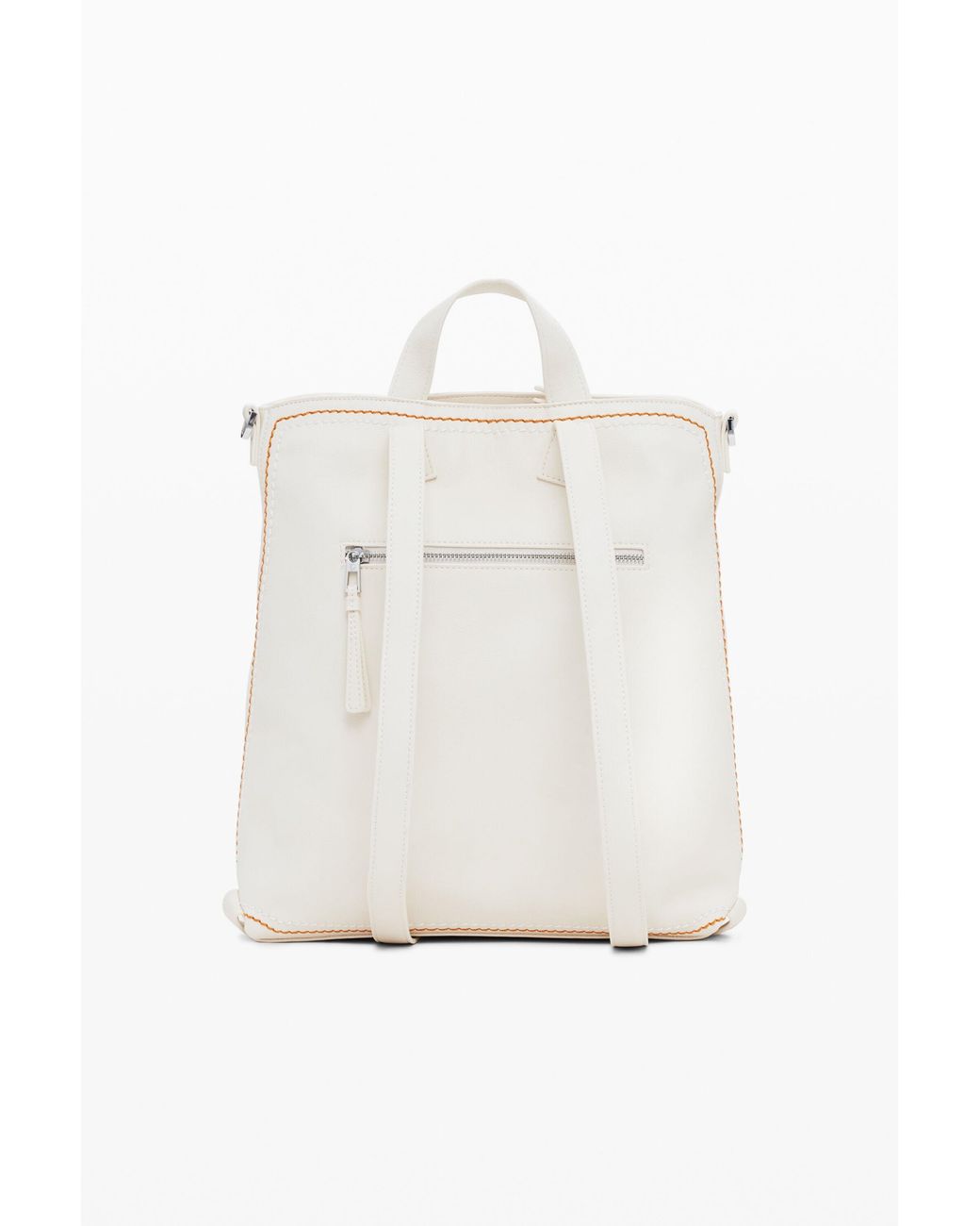 Desigual White Medium Braided Backpack, Polyurethane