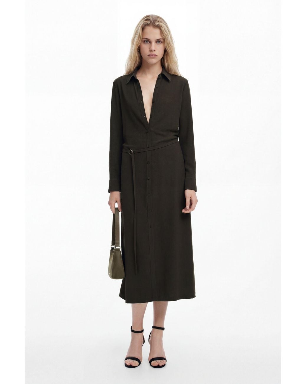 Desigual Black Long Shirt Dress, Polyester