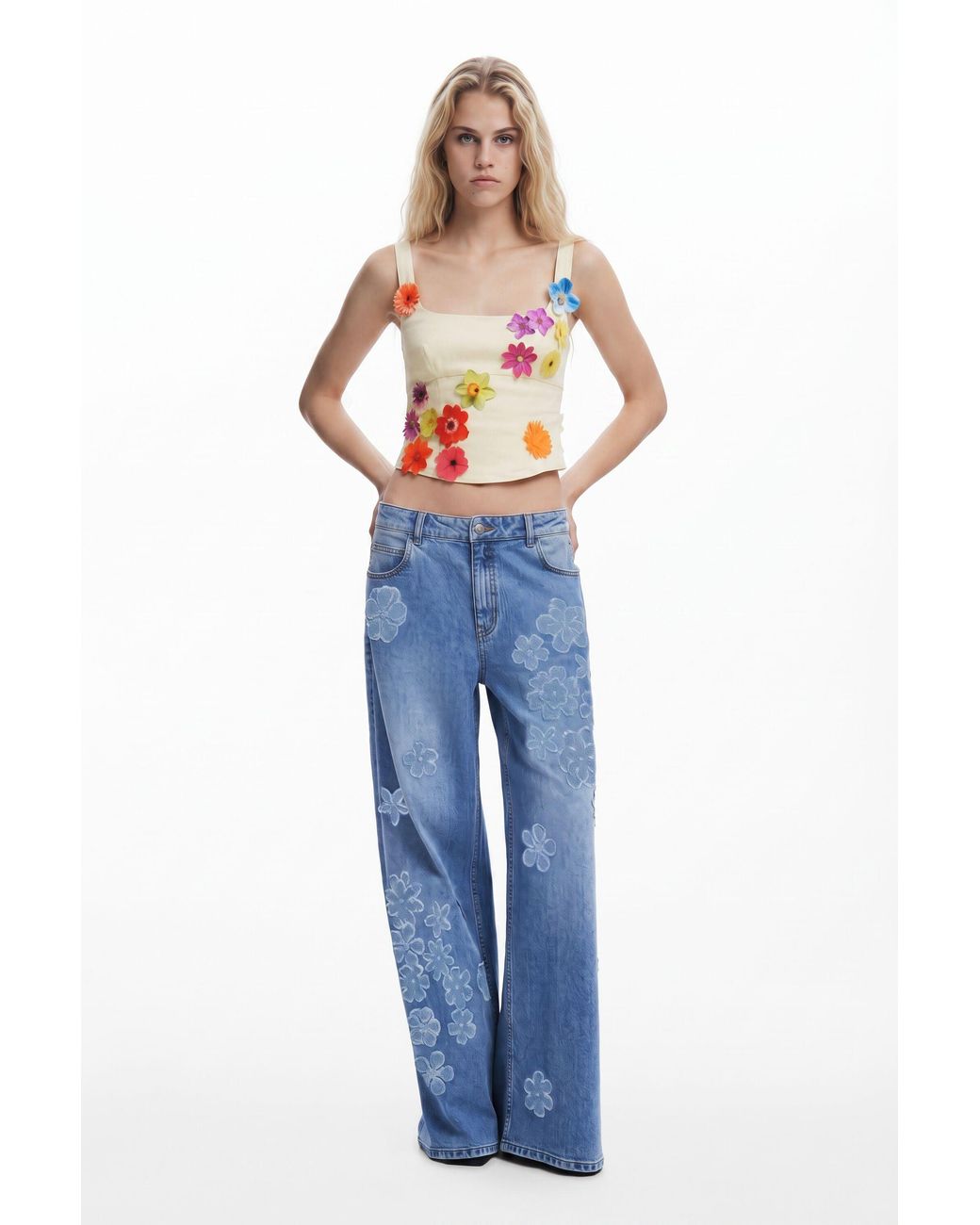 Desigual Blue Tyler Mcgillivary Floral Corset Blouse, Cotton