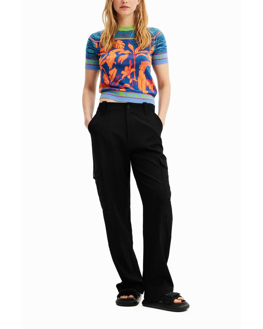 Desigual Black Basic Cargo Trousers