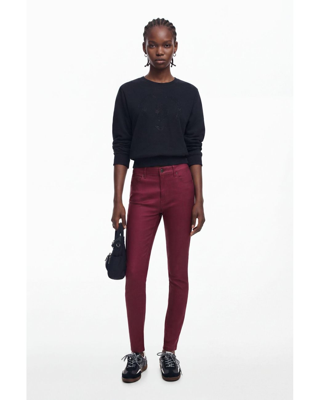 Desigual Red Slim Pants, Polyurethane