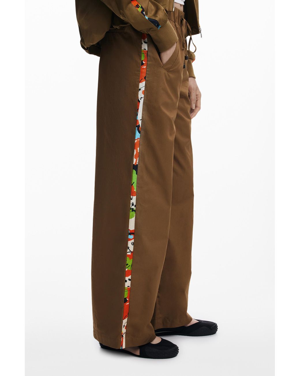 Desigual Brown Trousers Designed By Mr. Christian Lacroix, Cotton