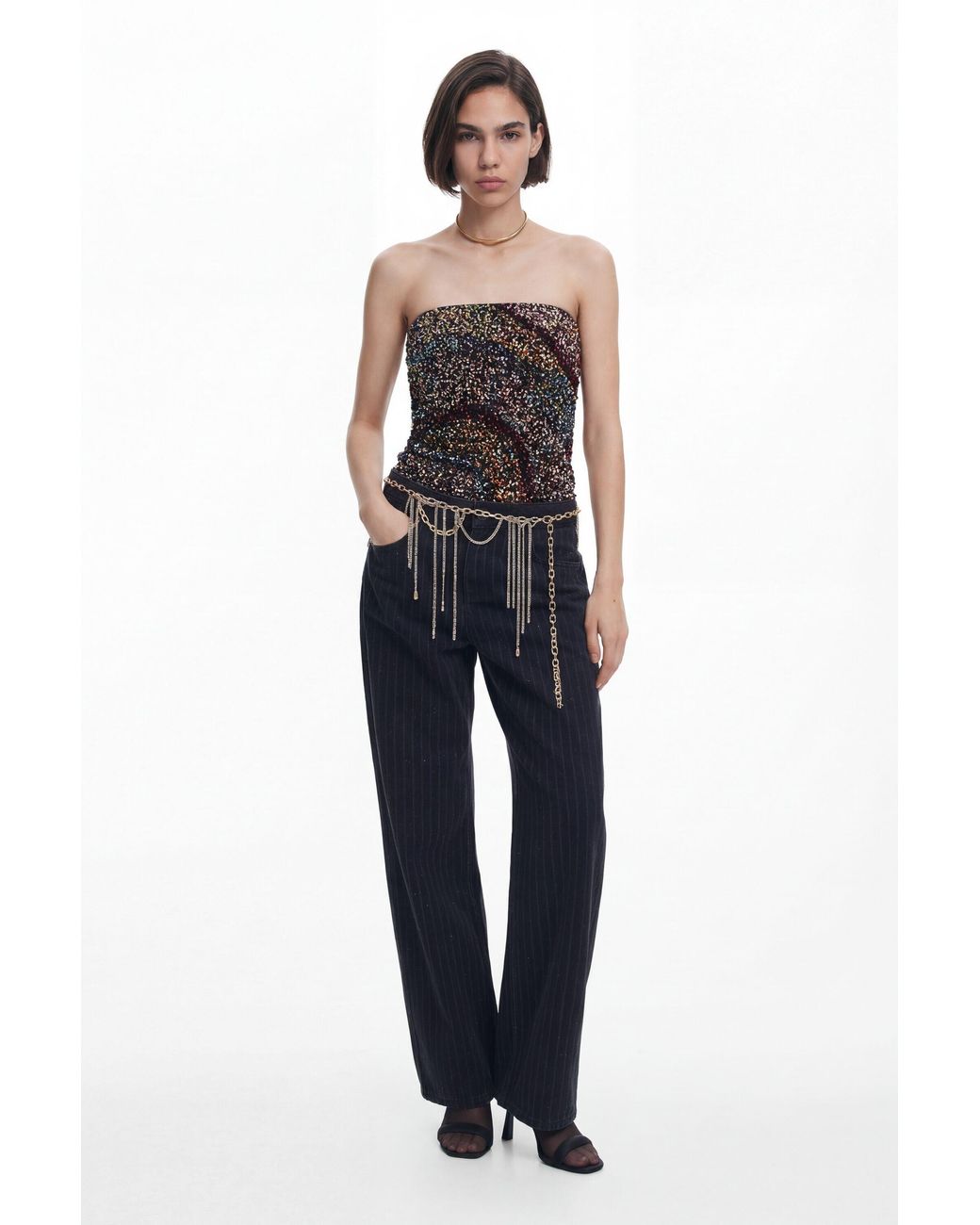 Desigual Blue Sleeveless Knit Top, Polyester