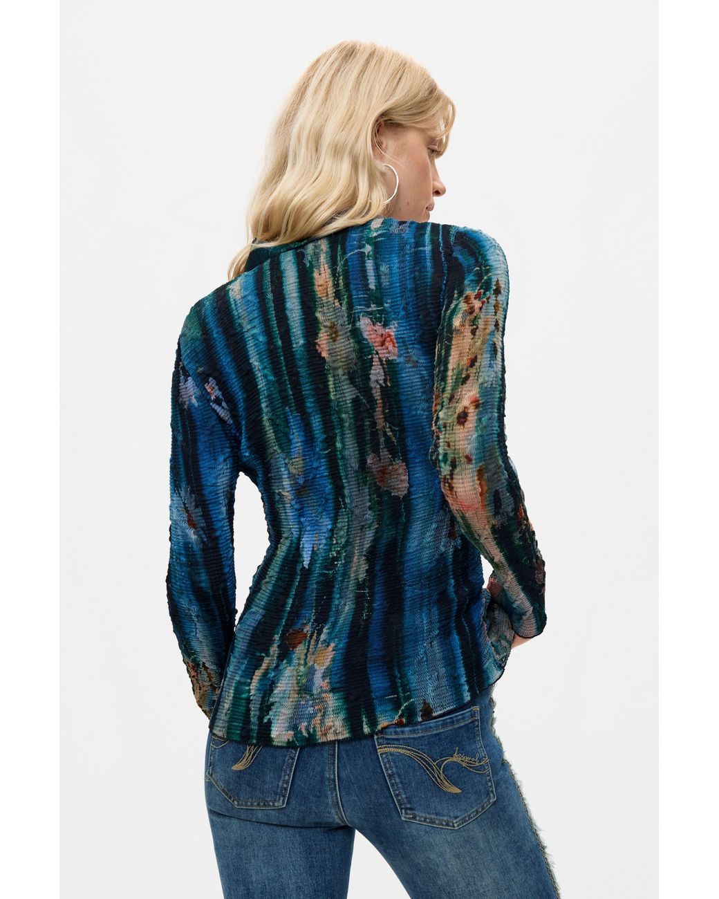 Desigual Blue Printed Shirt, Polyester