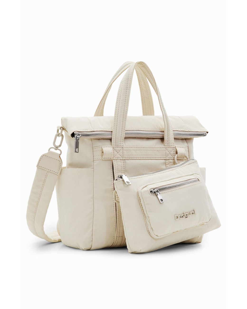 Desigual White M Multi-Position Voyager Backpack, Polyamide