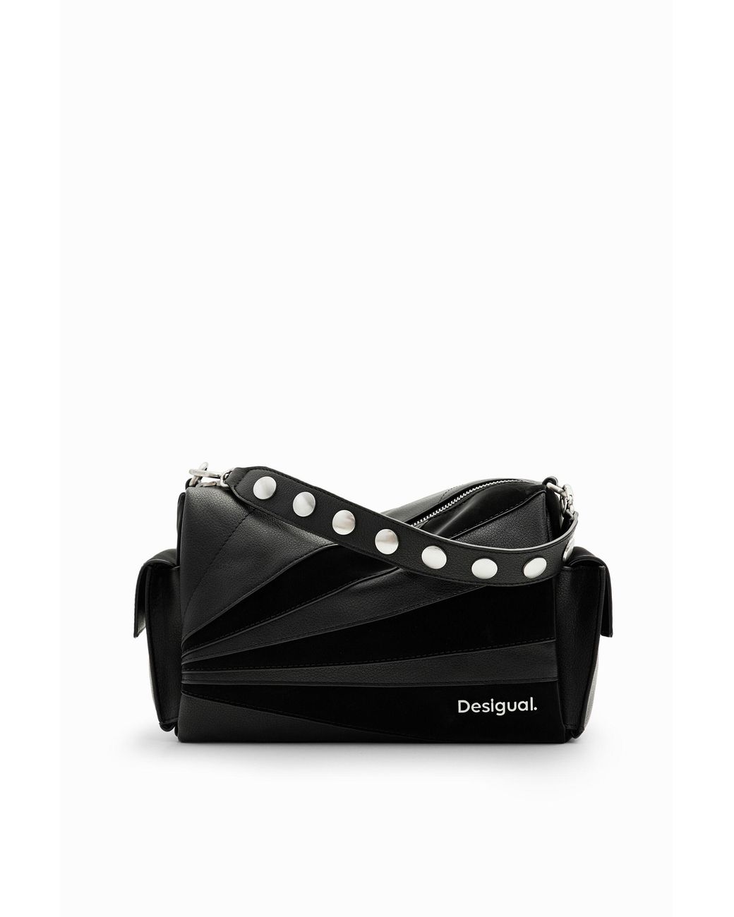 Desigual Black M Patchwork Textures Bag, Polyurethane