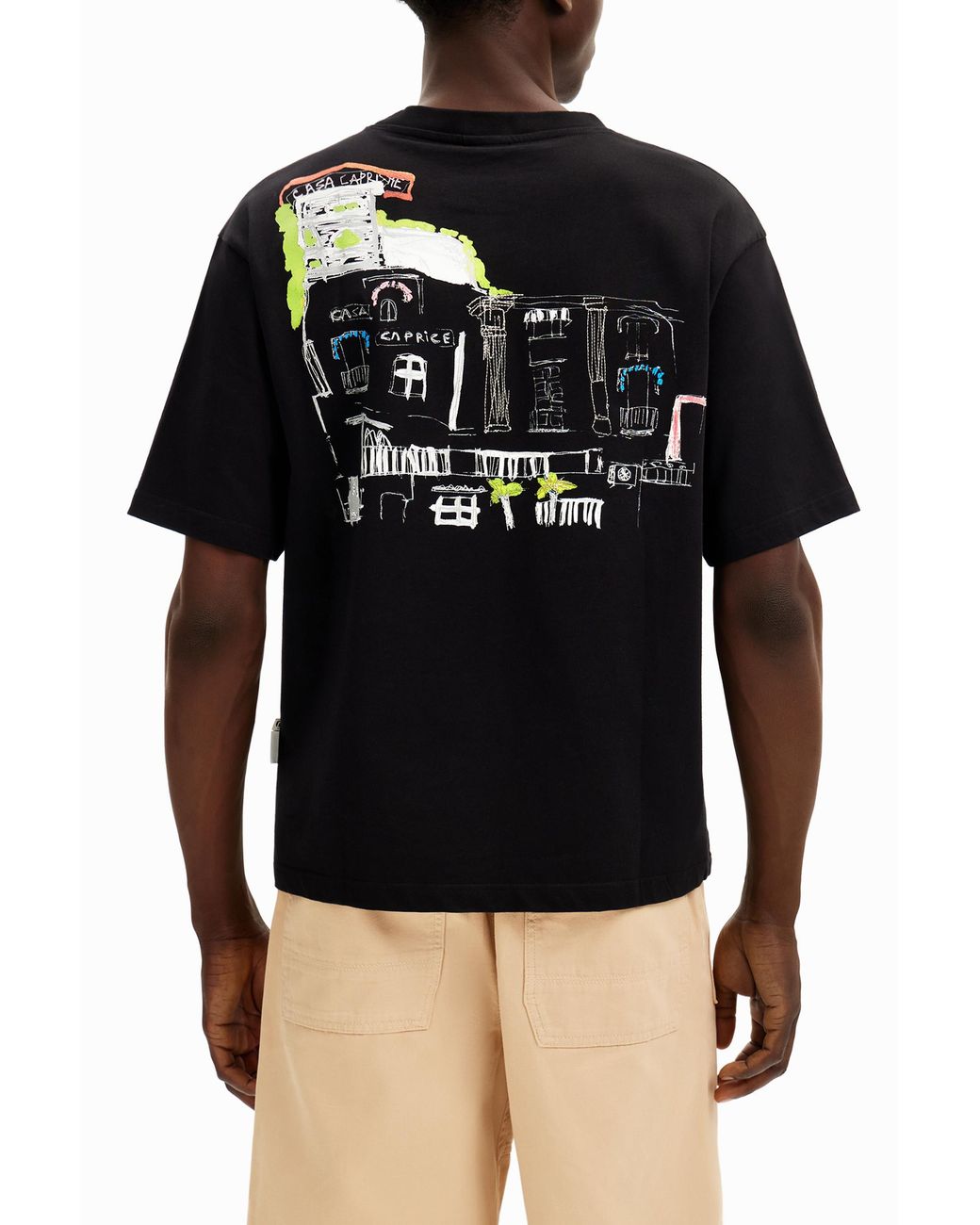 Desigual Black Illustrated T-Shirt, Cotton for men