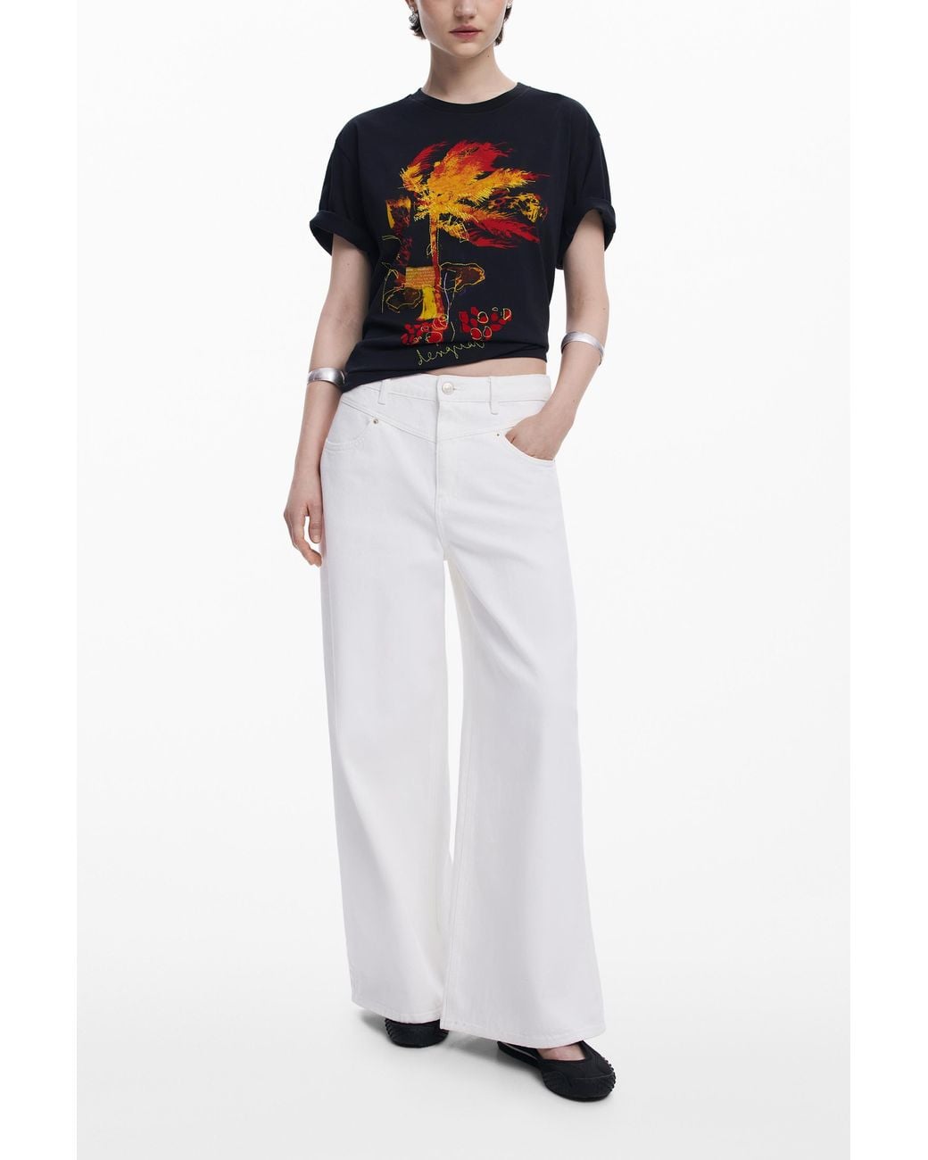 Desigual Blue Palm Tree T-Shirt, Cotton