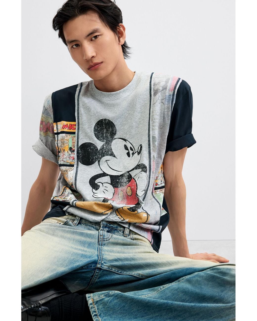 Desigual Blue Mickey Collage T-Shirt, Cotton for men