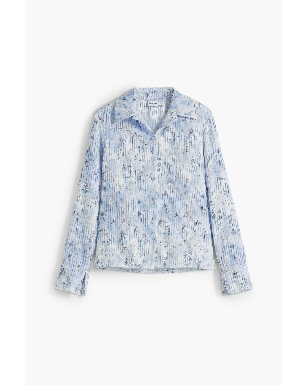 Desigual White Pleated Stretch Shirt, Polyester