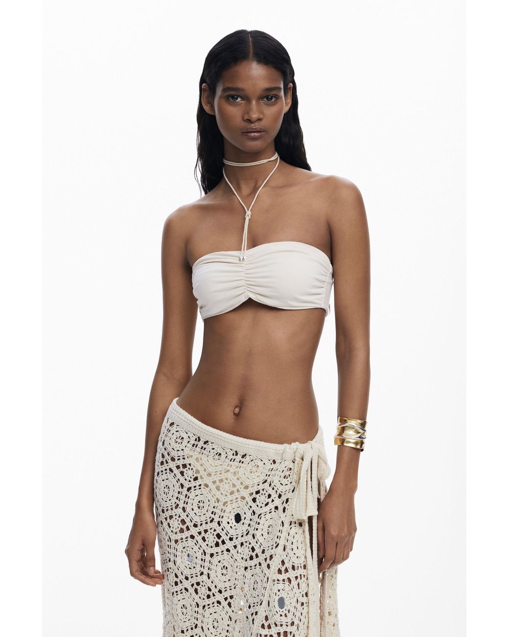 Desigual White Crochet Wrap Skirt Mandalas