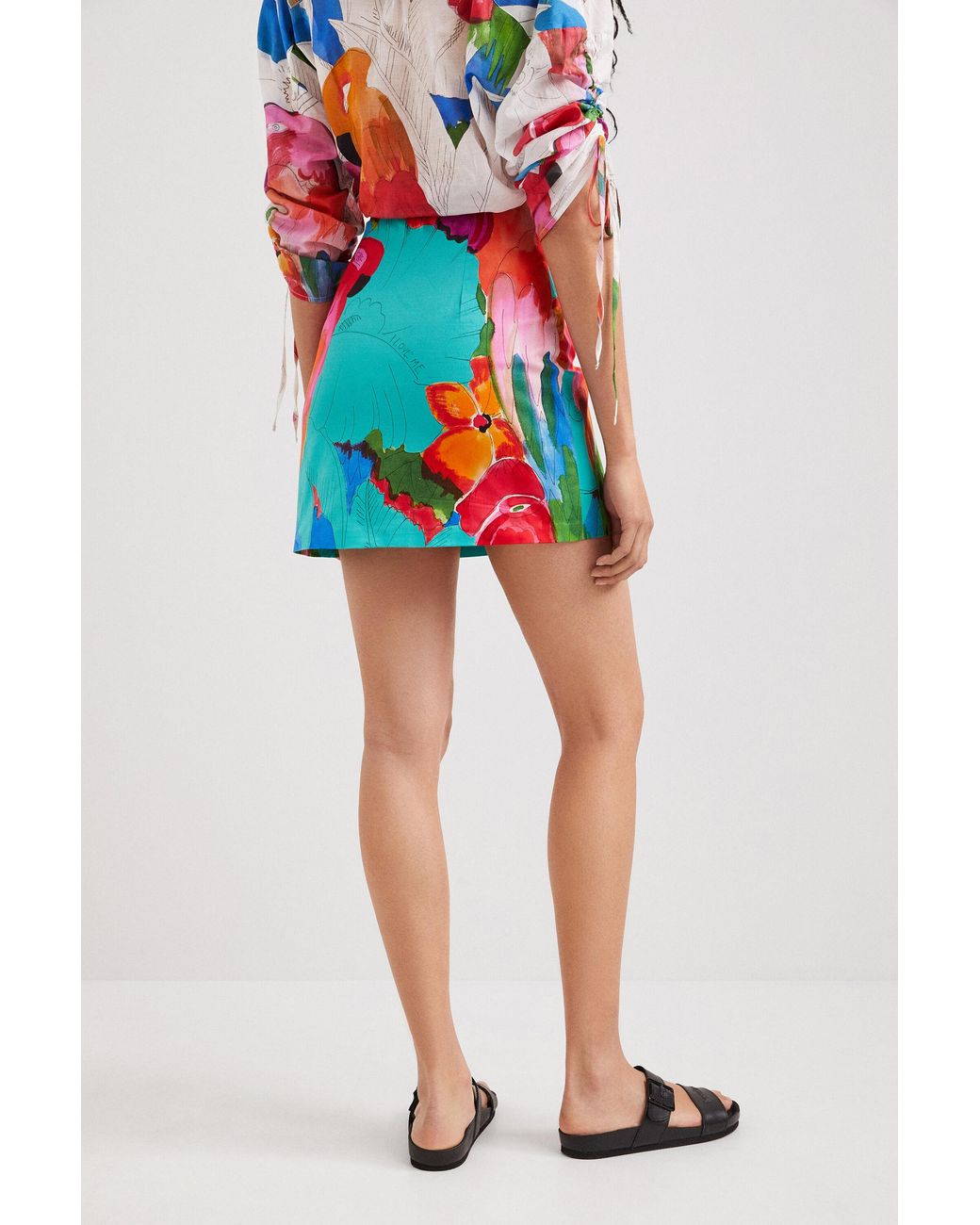 Desigual Blue Tropical Miniskirt, Cotton