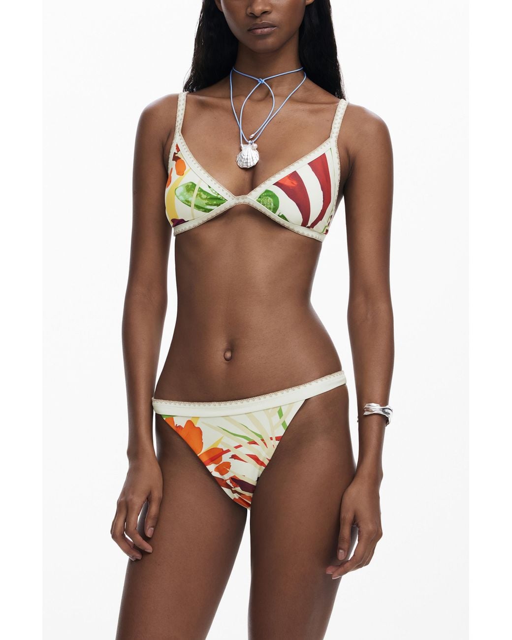 Desigual Orange Tropical Bikini Bottoms