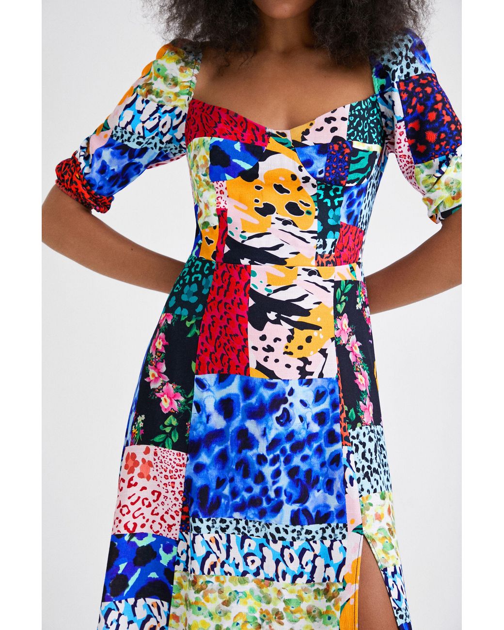 Desigual Multicolor Animal Print A-Line Dress, Viscose