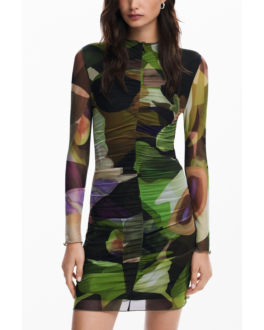 Desigual Green Printed Mini Dress M. Christian Lacroix, Polyester
