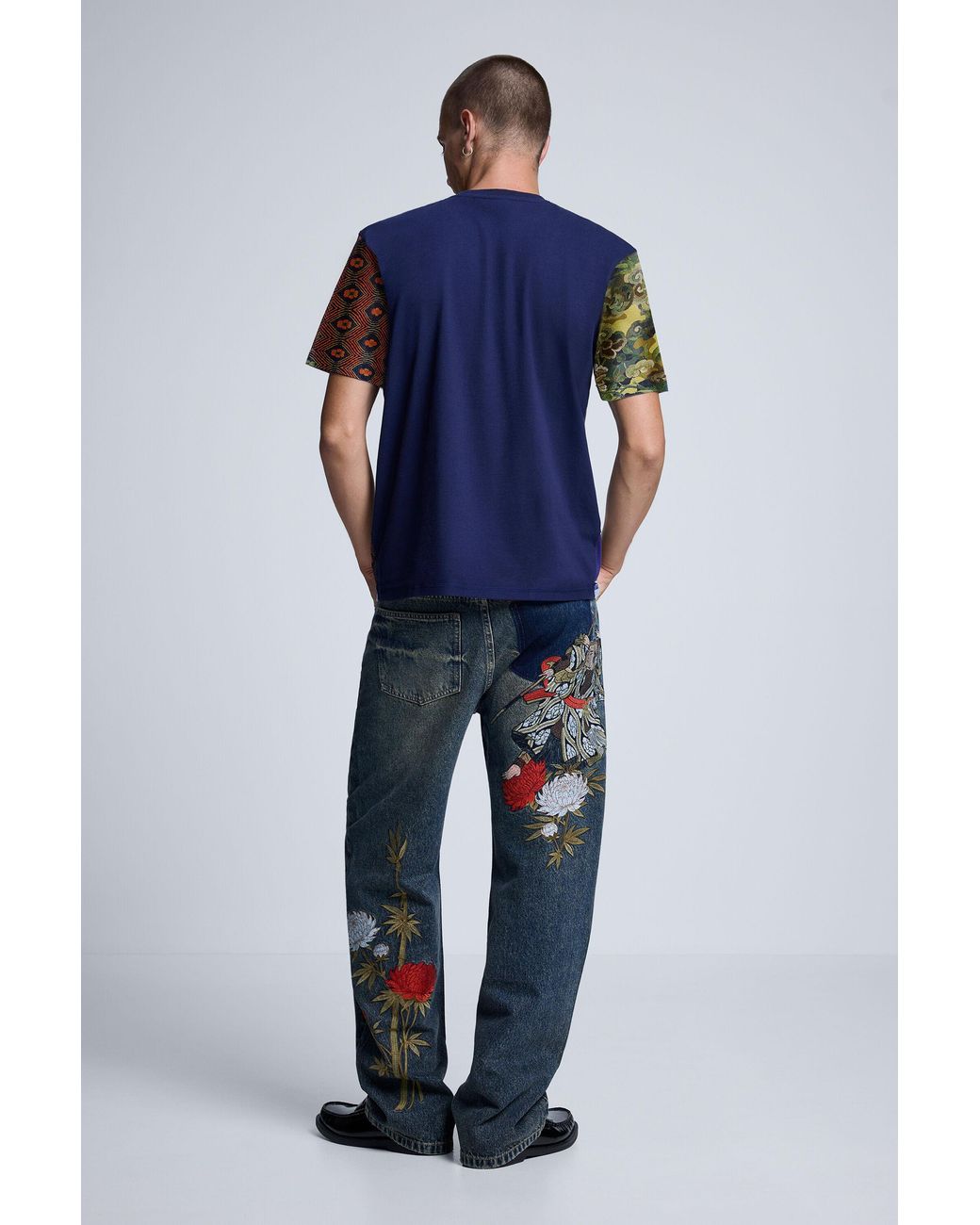 Desigual Gray Patchwork Printed T-Shirt, Cotton for men