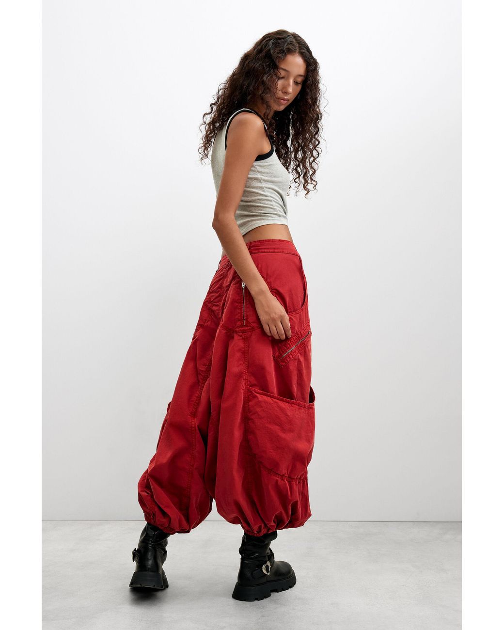Desigual Red Cotton Baggy Pants, Cotton