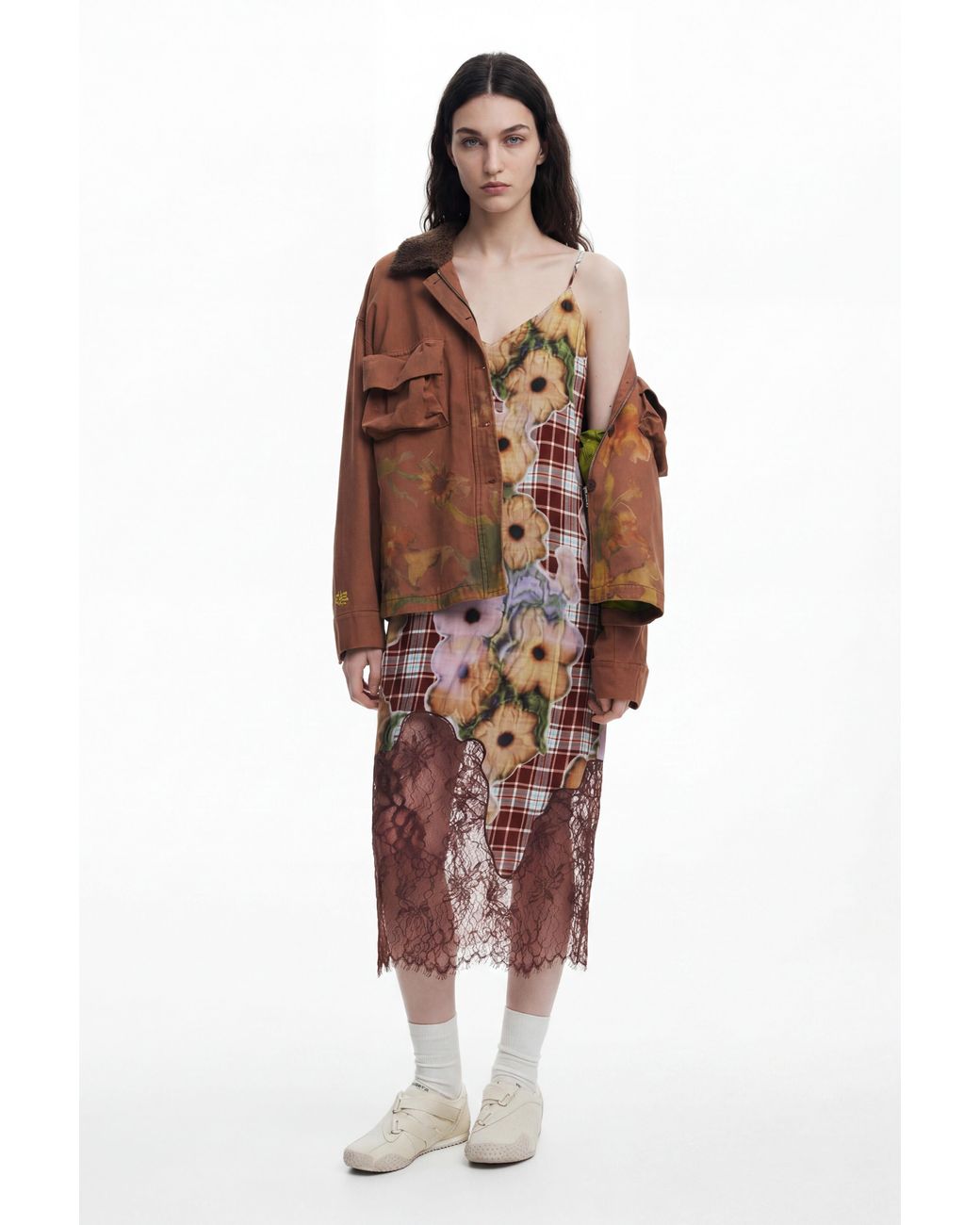 Desigual Brown Collina Strada Slip Dress, Viscose