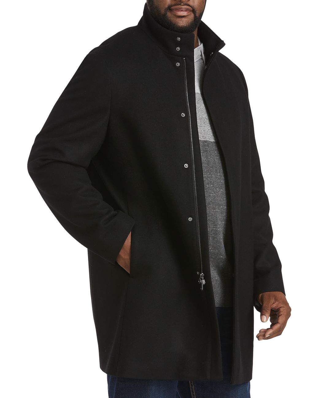Calvin Klein Wool Big & Tall Mayden Overcoat in Black for Men | Lyst