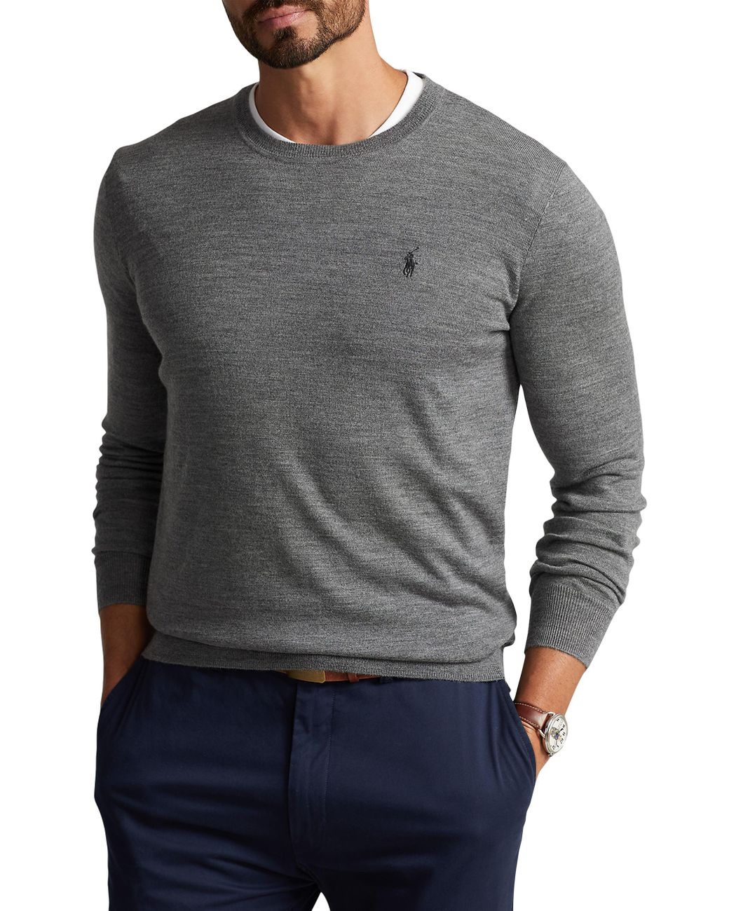 Tall Merino Wool Crewneck Sweater 