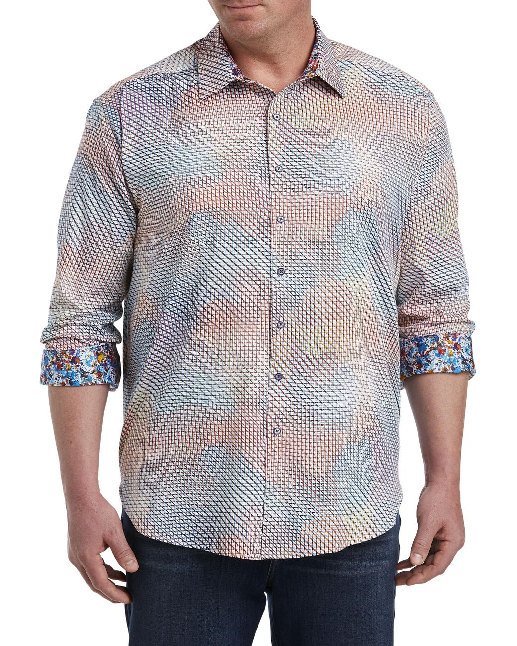Robert Graham Cotton Big & Tall Soularized Sport Shirt in Gray for Men
