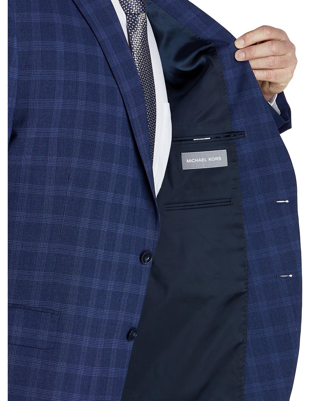 Michael kors blue plaid suit deals