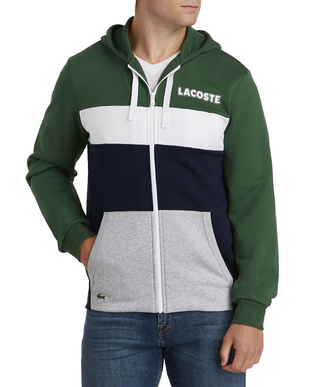 Lacoste Big & Tall Colorblock Fleece Jacket in Green for Men Lyst