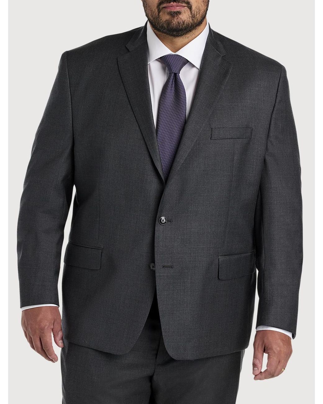 Michael Kors Black Big & Tall Solid Wool-Blend Suit Jacket for men