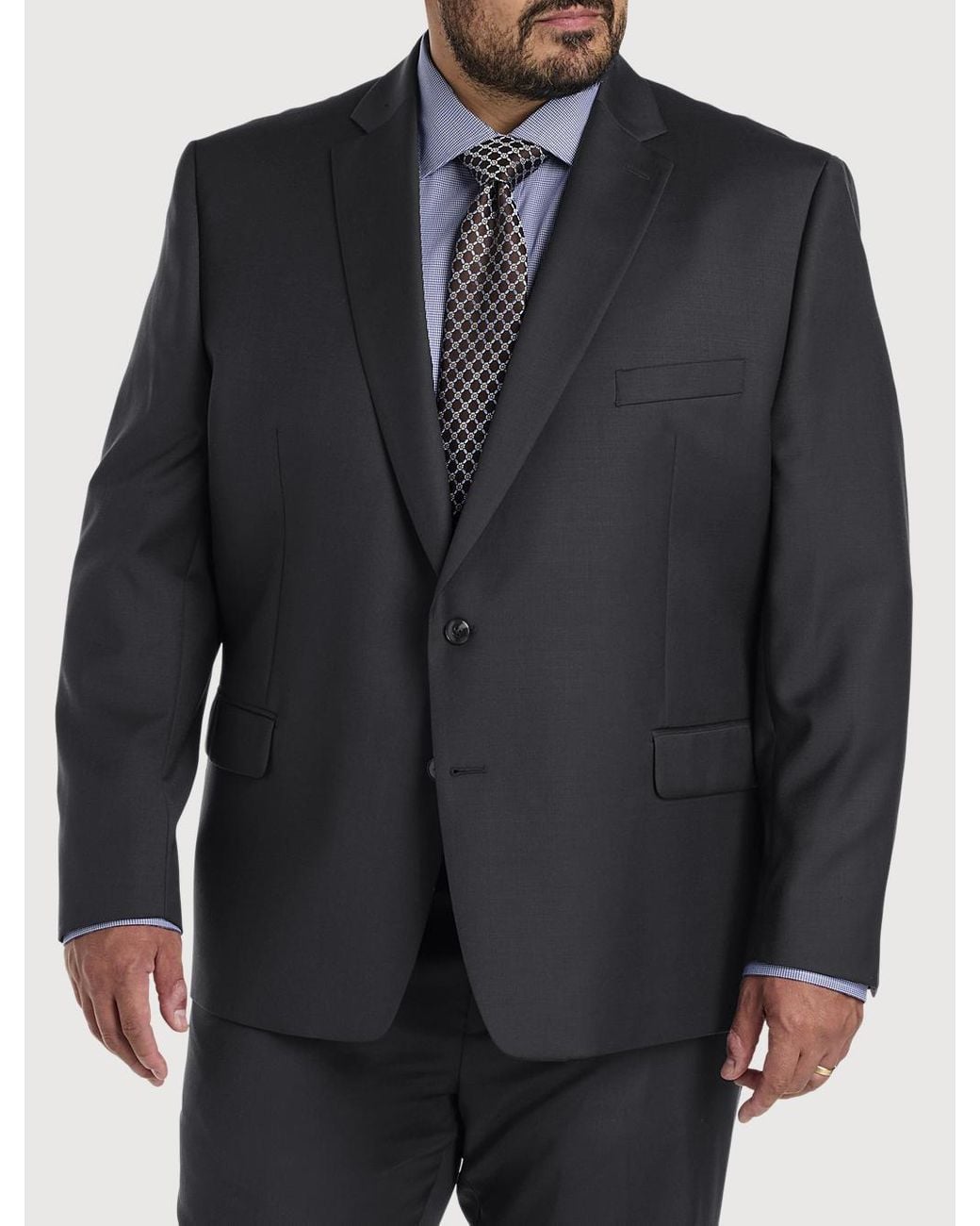 Michael Kors Black Big & Tall Solid Wool-Blend Suit Jacket for men