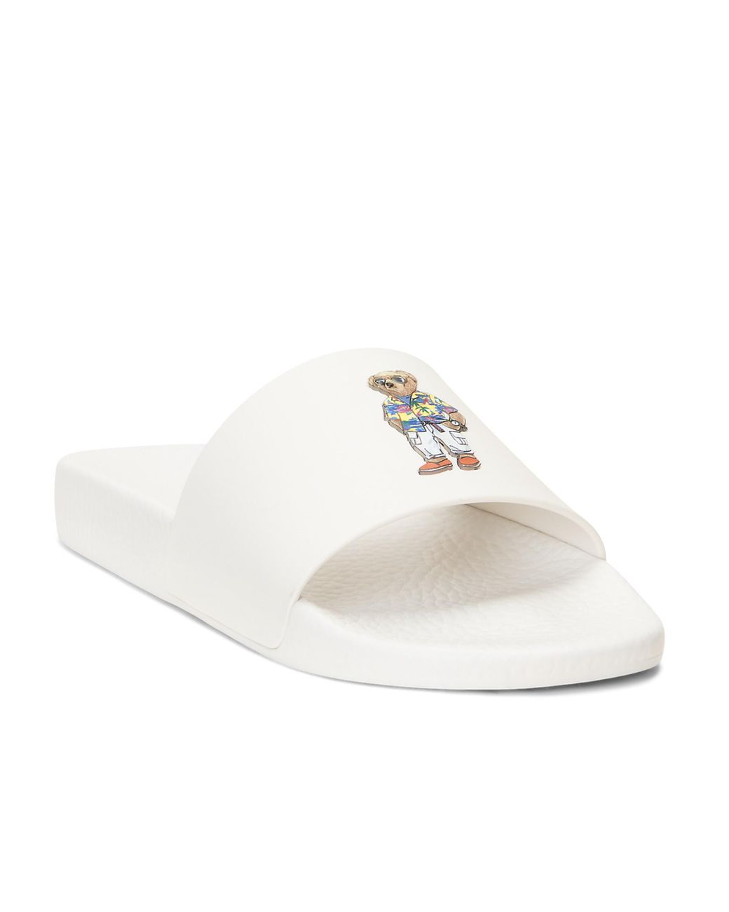 mens white polo slides