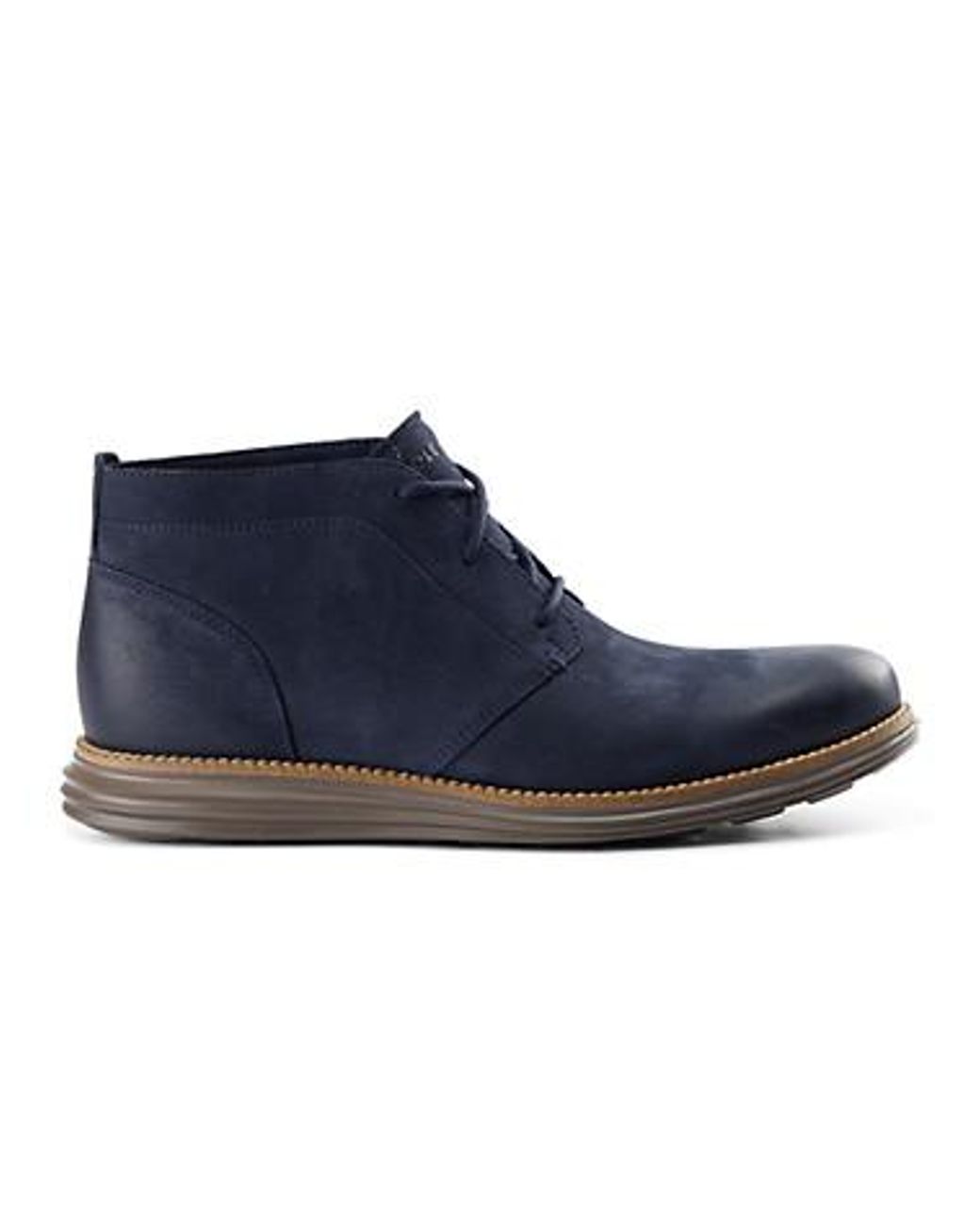 Cole Haan Dark Blue Men\'s Boots Cole Haan Nathan Chukka Boots Mens 11.5 Blue Nubuck Lace Up  main image 2