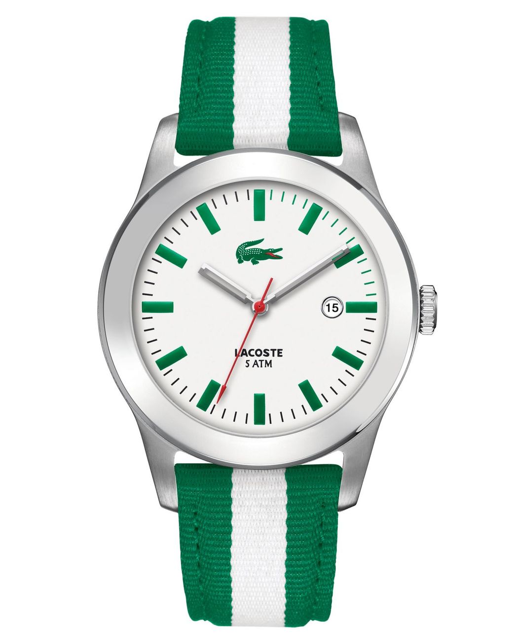 Lacoste Men\'s Advantage Green Lyst | And 2010501 Men Strap 42mm White Watch for Leather