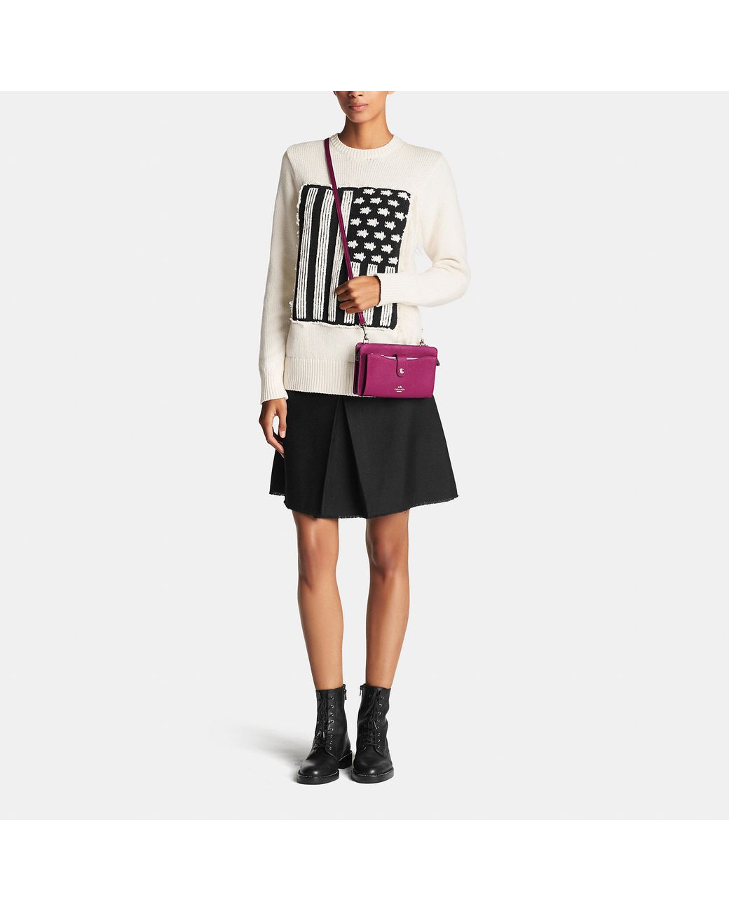 COACH Messenger With Pop up Pouch In Colorblock Leather in Purple