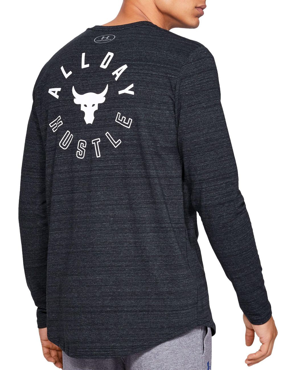 Under Armour Cotton Project Rock All Day Hustle Graphic Long Sleeve Shirt  in Black/White (Black) for Men | Lyst