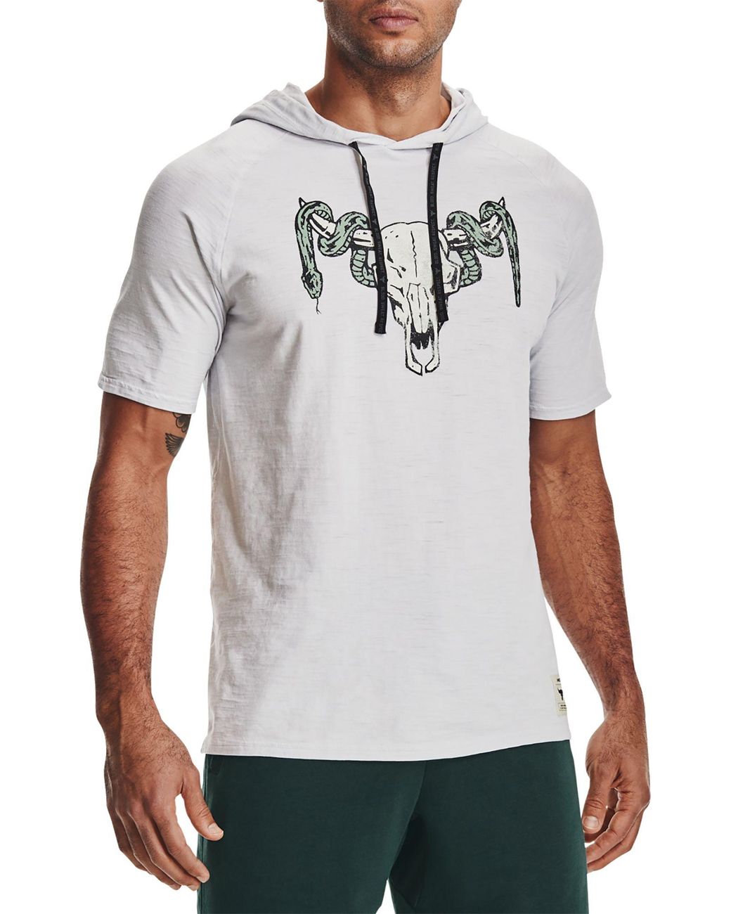 Under Armour Project Rock Charged Cotton Short Sleeve Hoodie in Gray for Men - Lyst