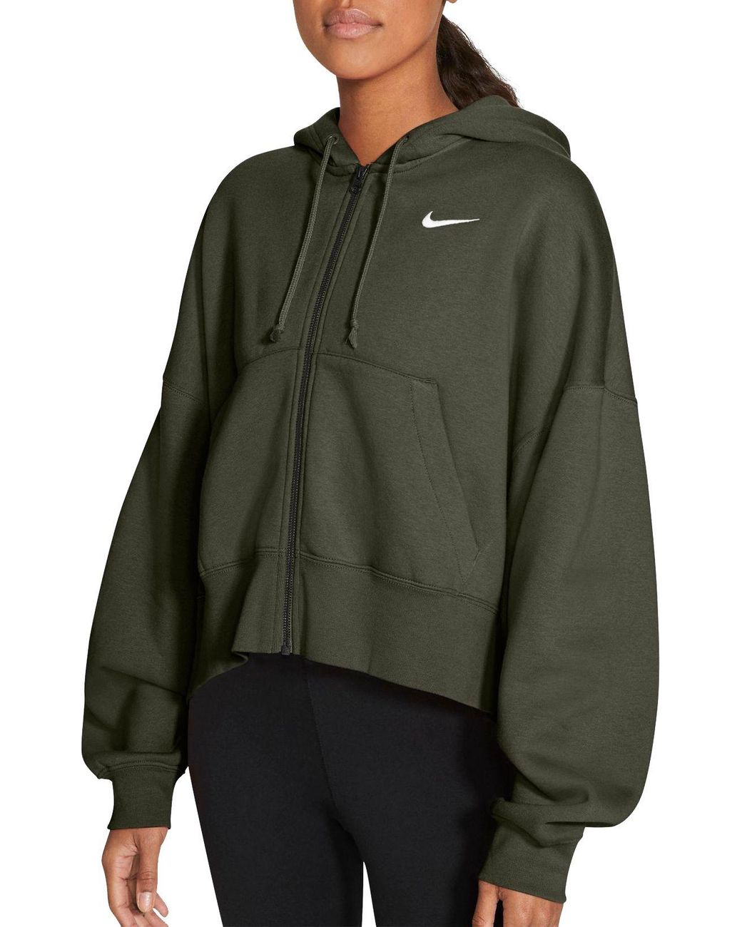 Nike Sportswear Essentials Full Zip Fleece Hoodie in Cargo Khaki (Green