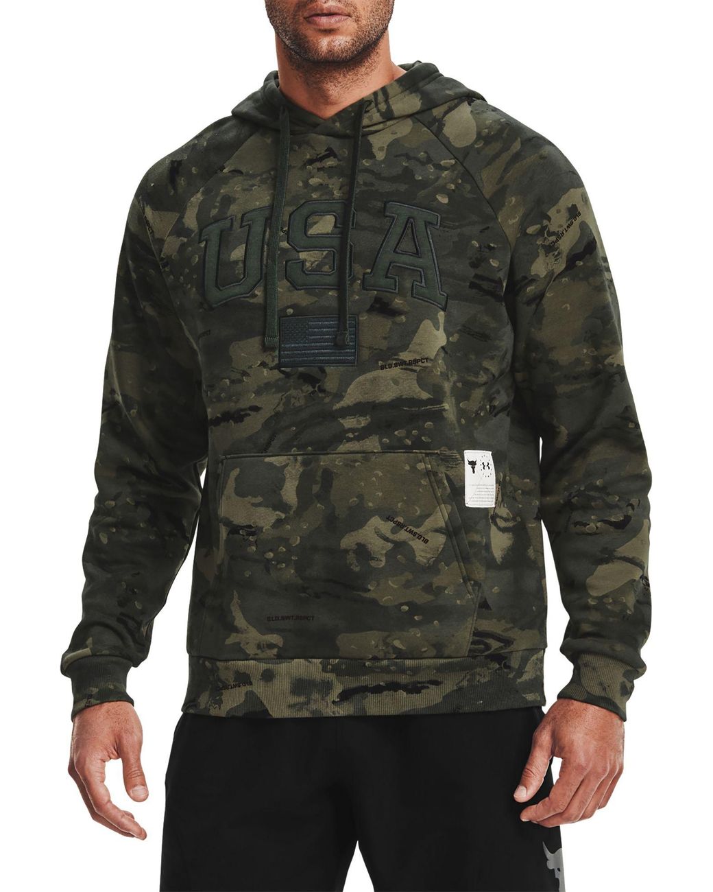 Under Armour Cotton Project Rock Veteran's Day Camo Pullover Hoodie in ...