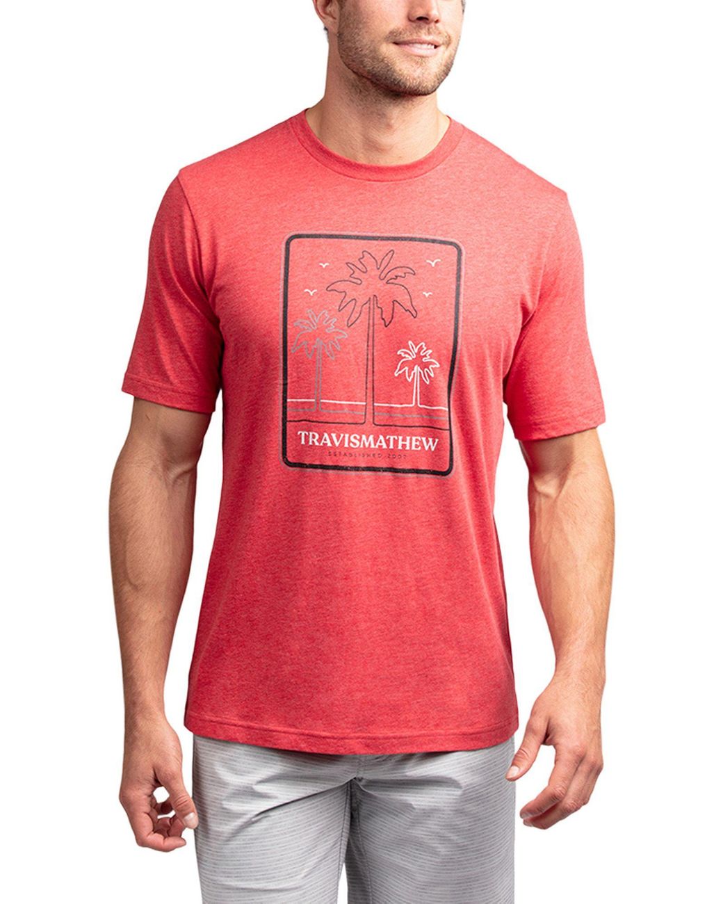 Travis Mathew Honeymoon Suite Golf T-shirt in Heather Red (Red) for Men ...