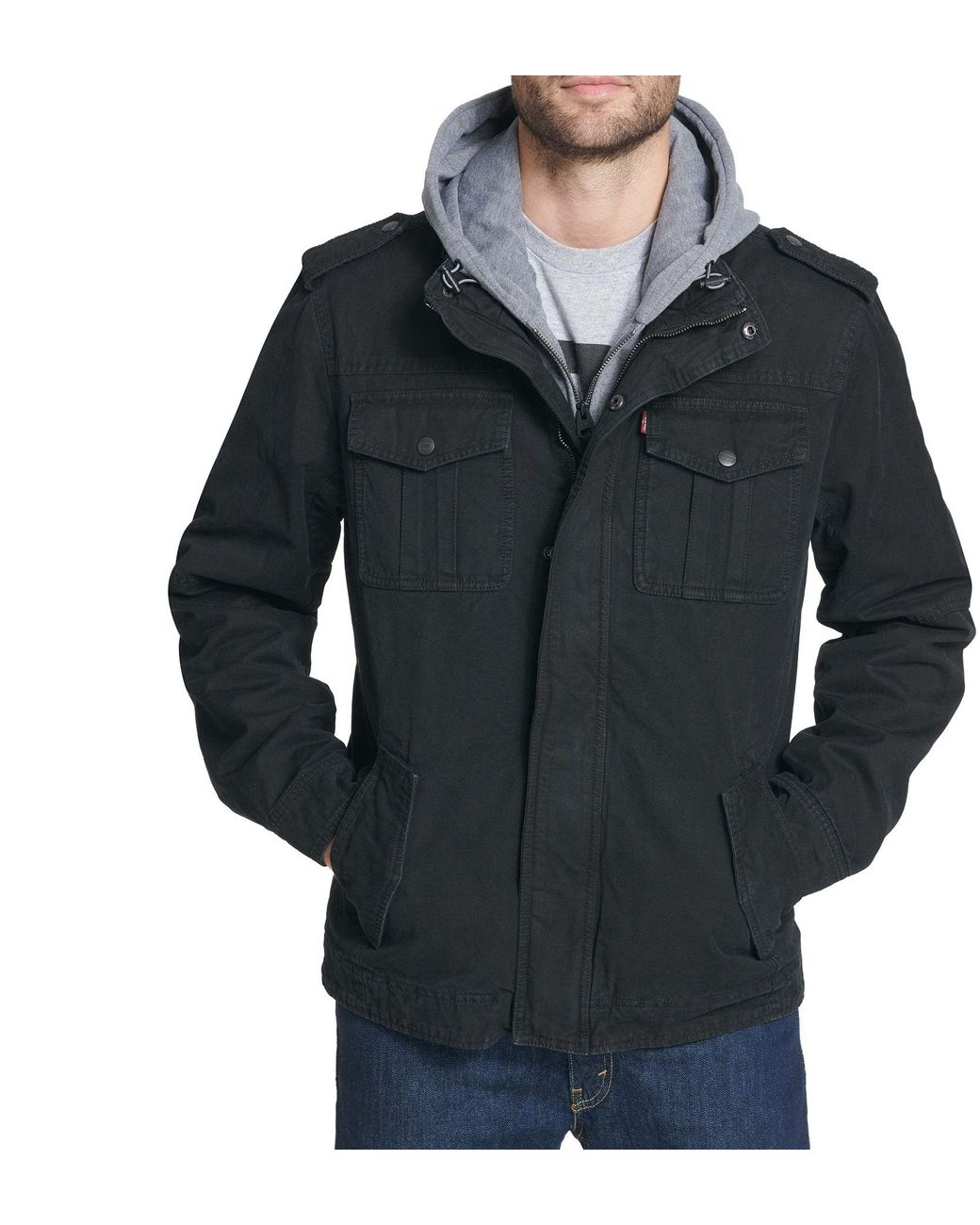 Levi's Sherpa Lined Hooded Utility Jacket in Black for Men - Lyst
