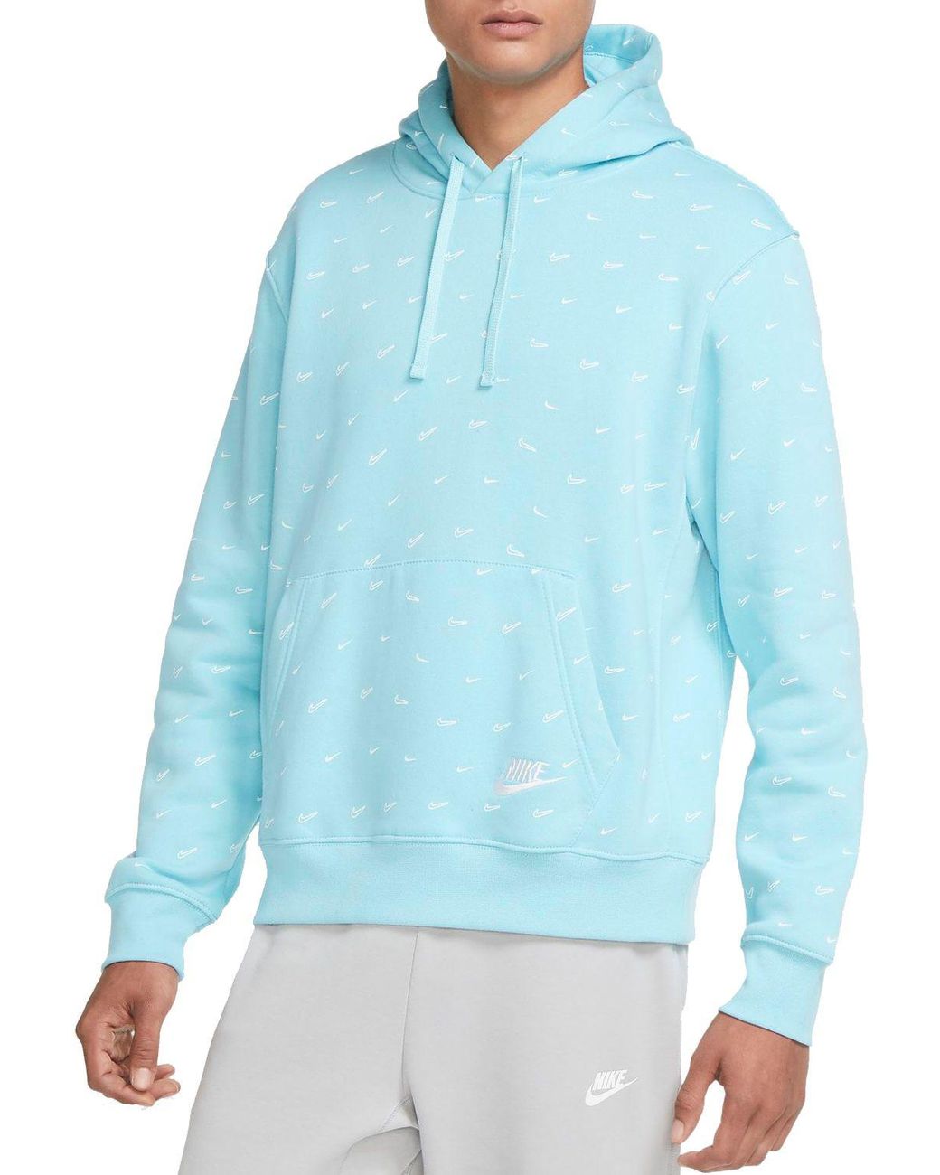 nike men's sportswear club allover print pullover hoodie