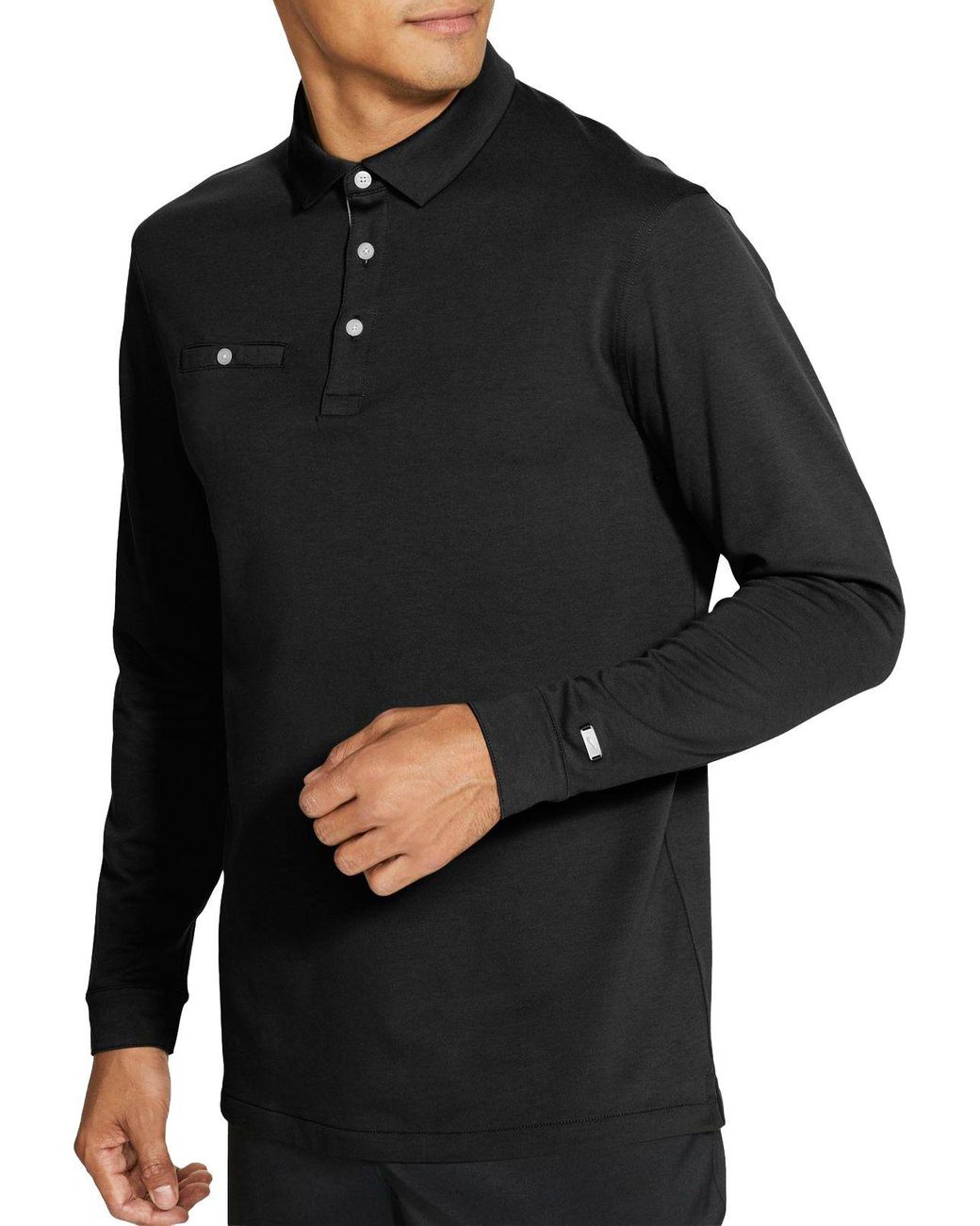 Nike Dri-fit Player Long Sleeve Golf Polo in Black for Men - Lyst