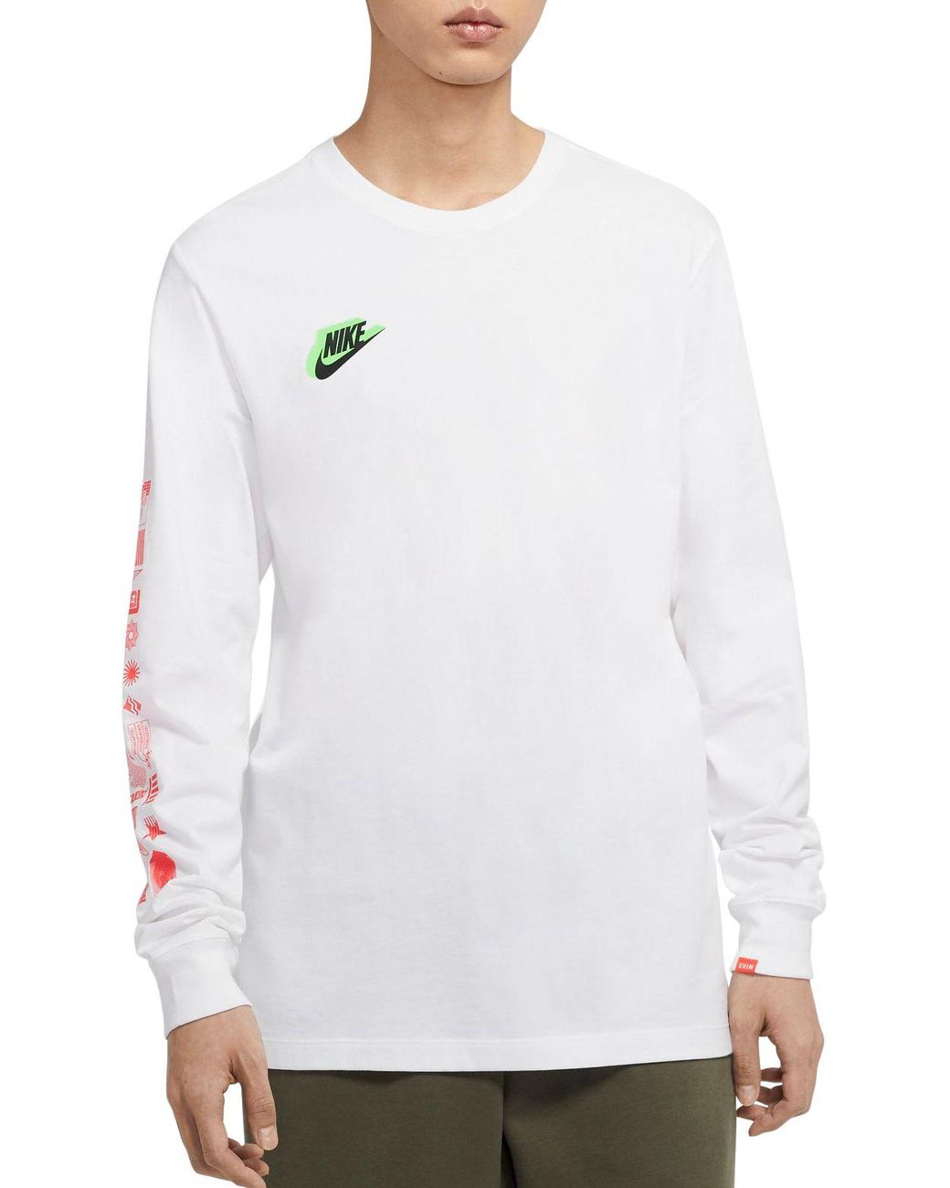 Nike Sportswear Worldwide Graphic Long Sleeve Shirt in White for Men - Lyst