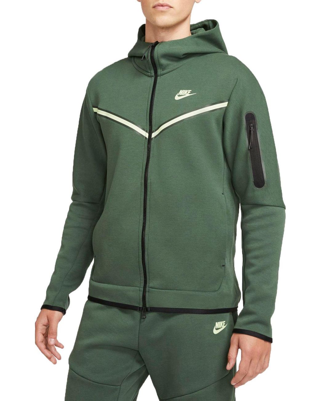 Nike Sportswear Tech Fleece Full Zip Hoodie in Green for Men - Lyst