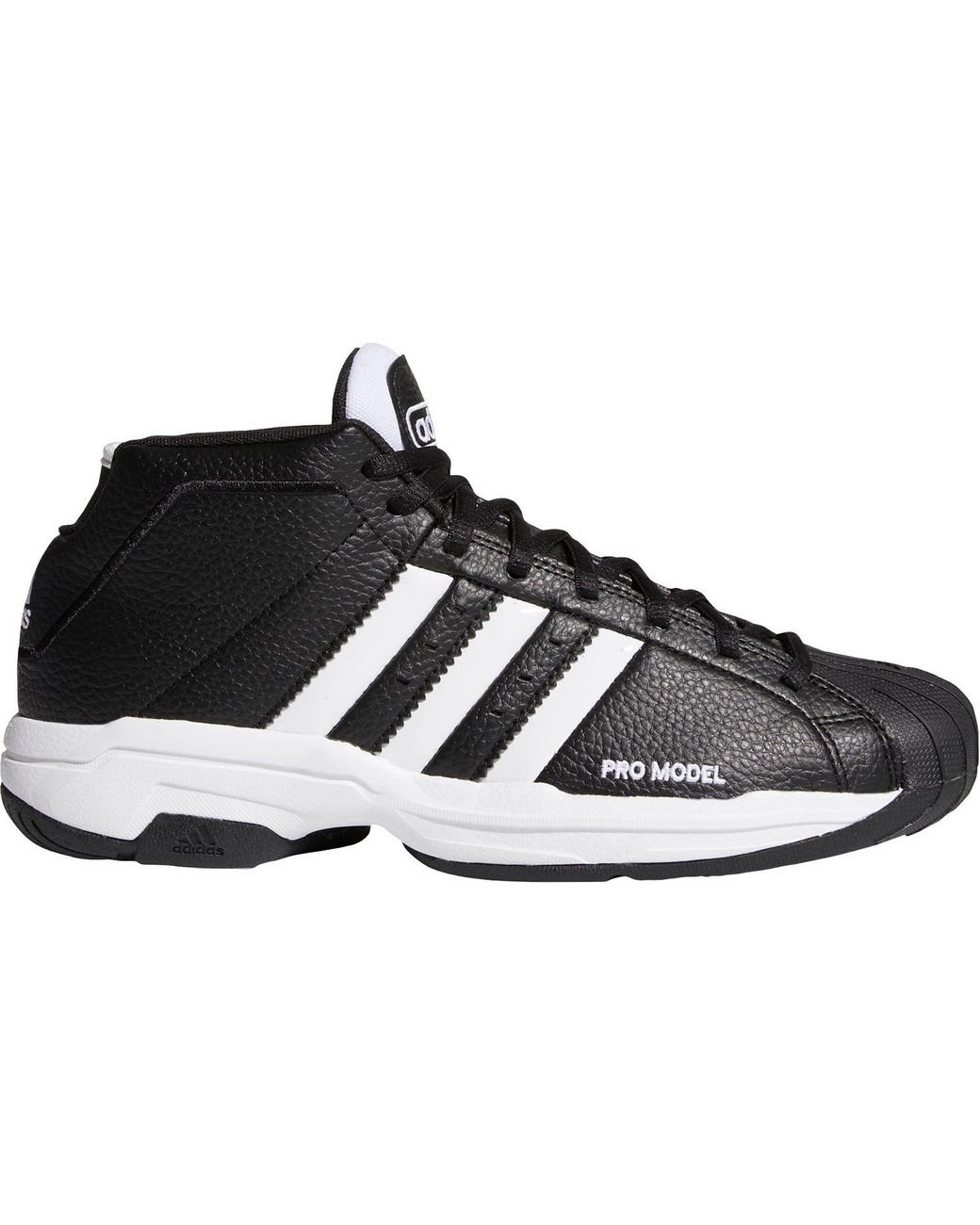 adidas Leather Pro Model 2g Basketball Shoes in Black/White/Black ...