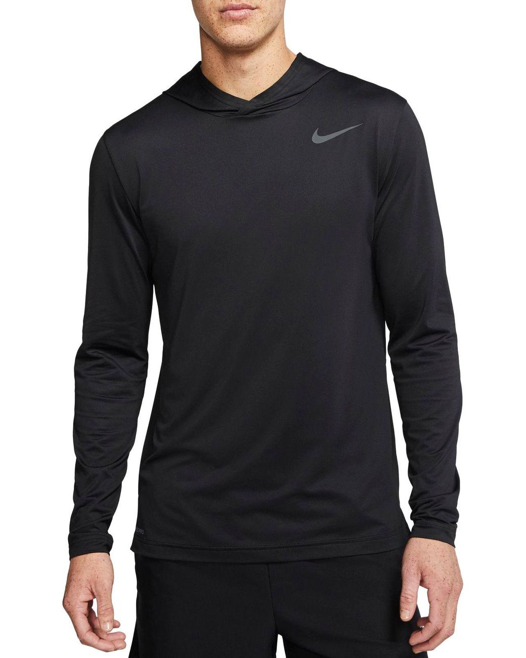 Nike Hyper Dry Hooded Long Sleeve Shirt in Black/White (Black) for Men ...