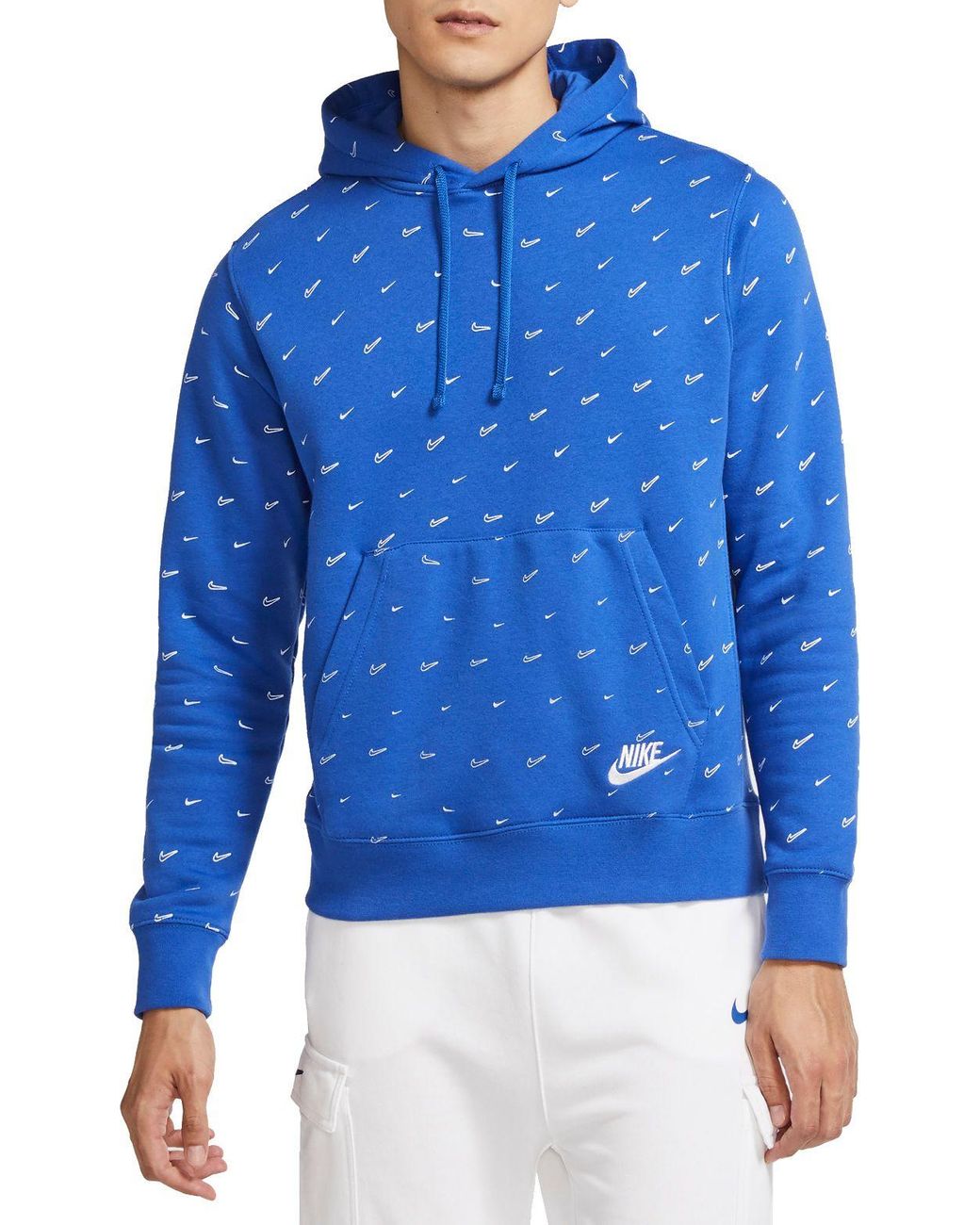 nike men's sportswear club allover print pullover hoodie